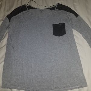 Kensie Long Sleeve Shirt Womens XL Gray Black